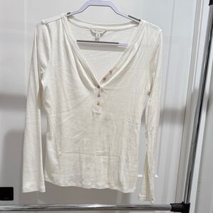 Banana Republic Cream Long Sleeve Tee